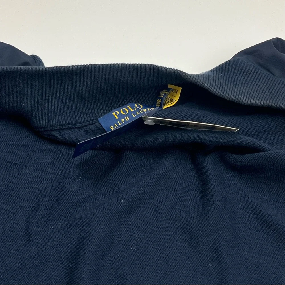 Polo Ralph Lauren Cotton Hybrid Full Zip Sweater Navy Blue Bomber Jacket 3XB NEW